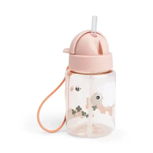 Botella con Pajita Tiny Farm Rosa