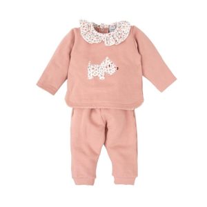 Chandal florista rosa Babidu con cuello en volante