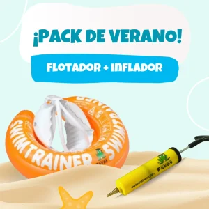 Pack Verano (Flotador Swimtrainer Naranja 1 a 3 años + Inflador)