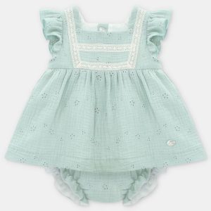 Vestido tela bordada Edmon verde Martin aranda