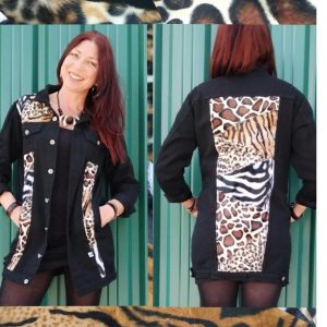 Chaqueta Vaquera Larga Negra Animal Print