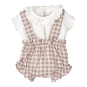 conjunto niña pololo Egeo en vichy rosa