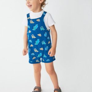 conjunto peto azul con estampado dinosaurios