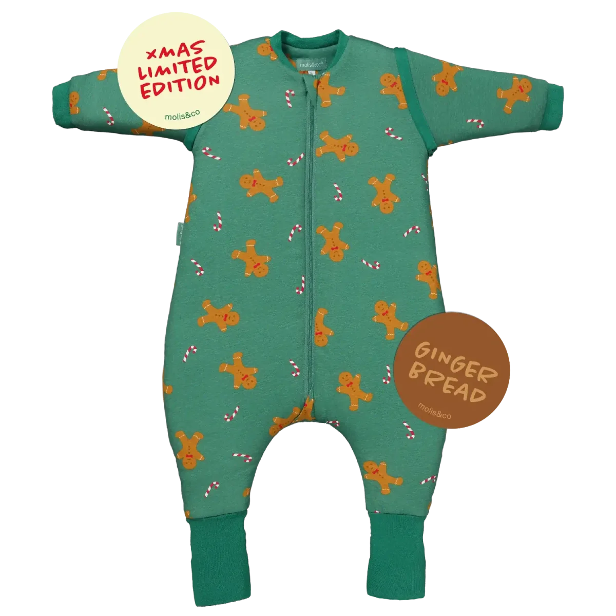 Pijama Manta con mangas y calcetines antideslizantes Gingerbread TOG 2.5 2 años - Imagen 2