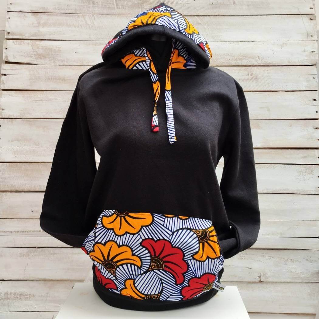 Sudadera con capucha Negra Wax R1402