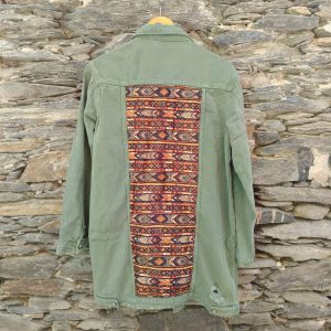 Chaqueta Vaquera larga verde étnica