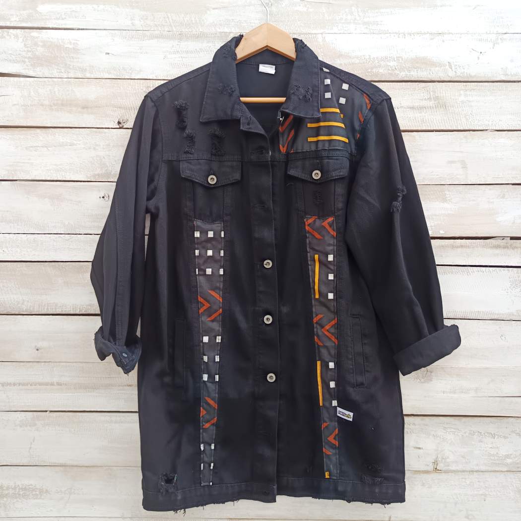 Chaqueta Vaquera Larga Negra Wax08 - Imagen 4
