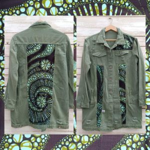 Chaqueta vaquera larga verde 01