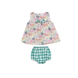 vestido flores con braguita a cuadros verde Julian